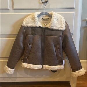 LOFT Brown and Cream Shearling Jacket
